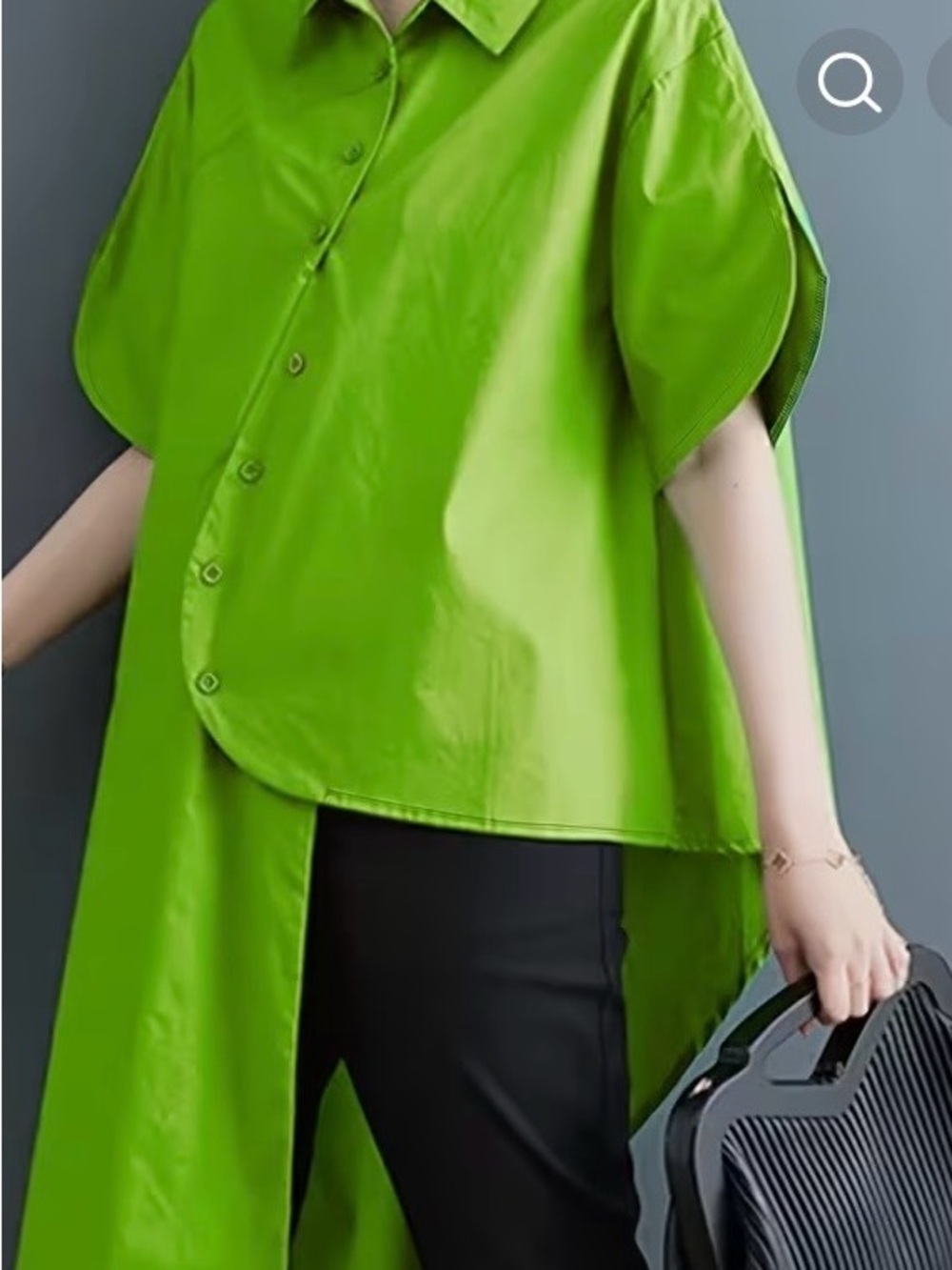 Women’s Asymmetrical Button-Front Top in Lime Green